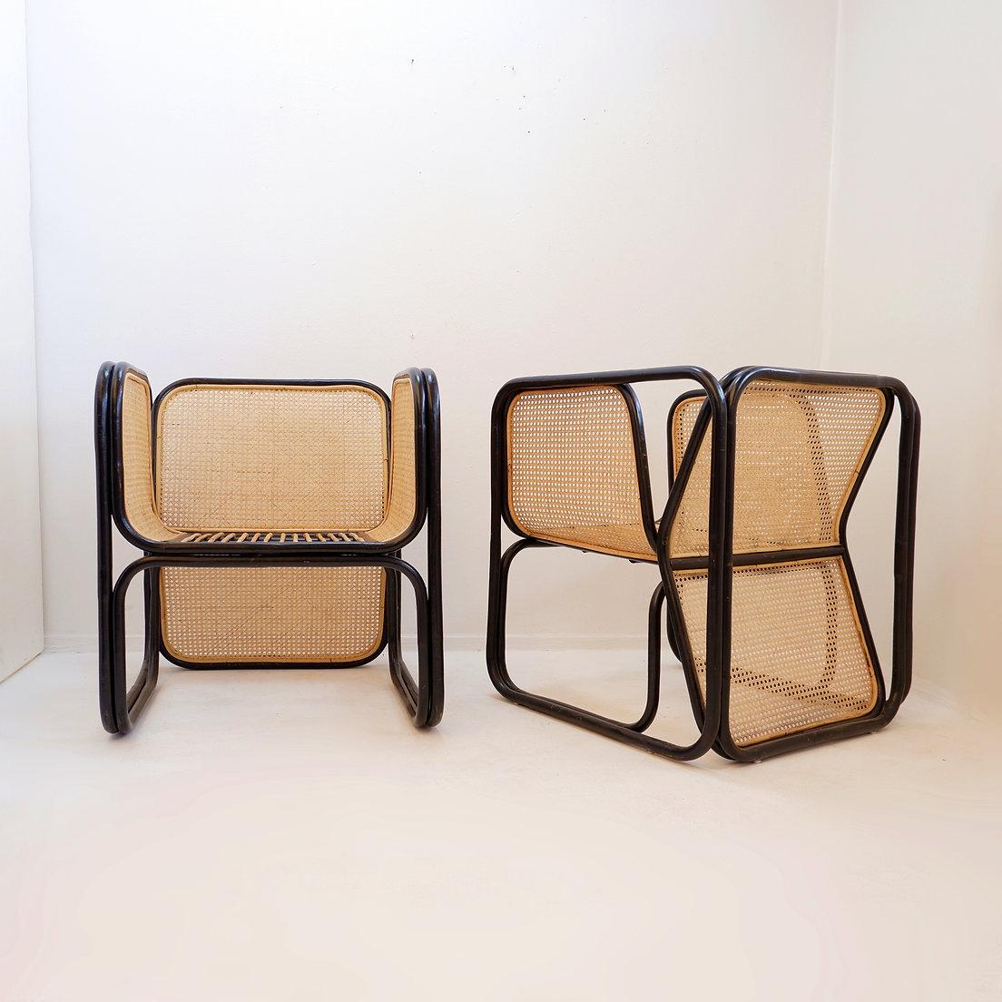 Paire de fauteuils en bois courbé et Design/One Style Jan Bocan Bon état - En vente à Linkebeek, BE