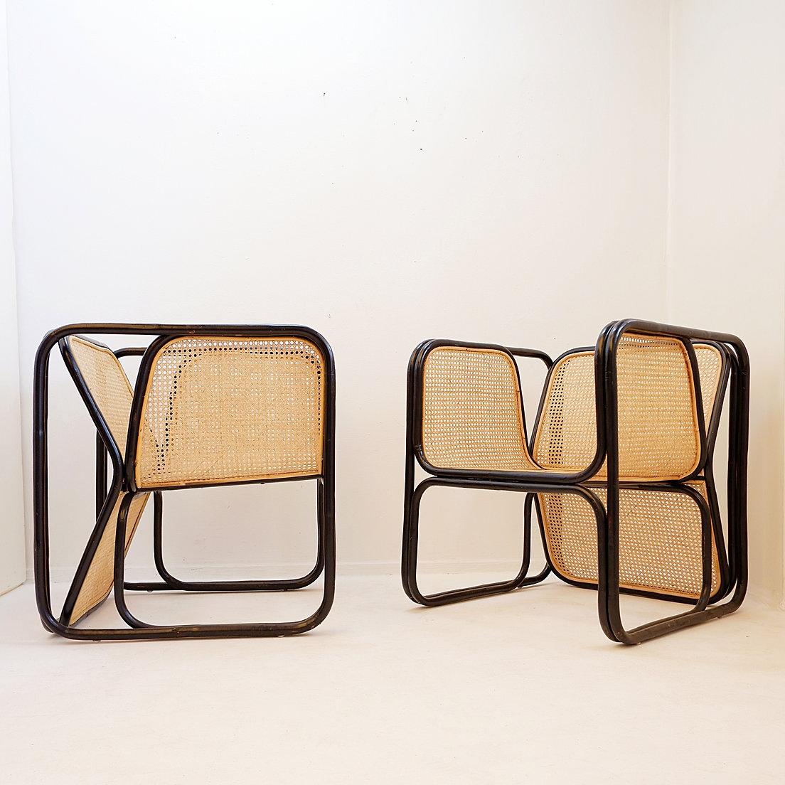 Paire de fauteuils en bois courbé et Design/One Style Jan Bocan en vente 1