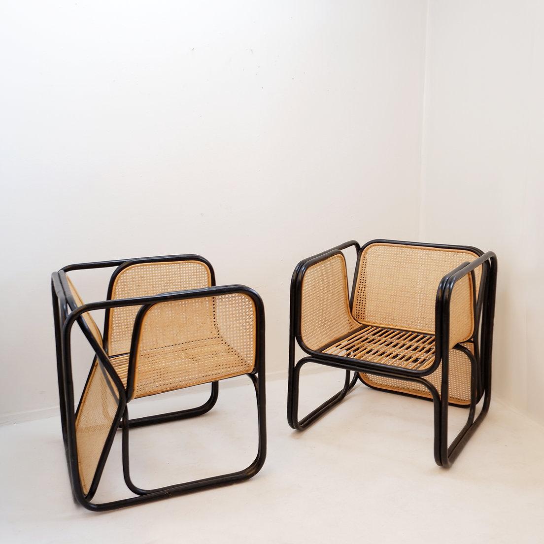 Paire de fauteuils en bois courbé et Design/One Style Jan Bocan en vente 3
