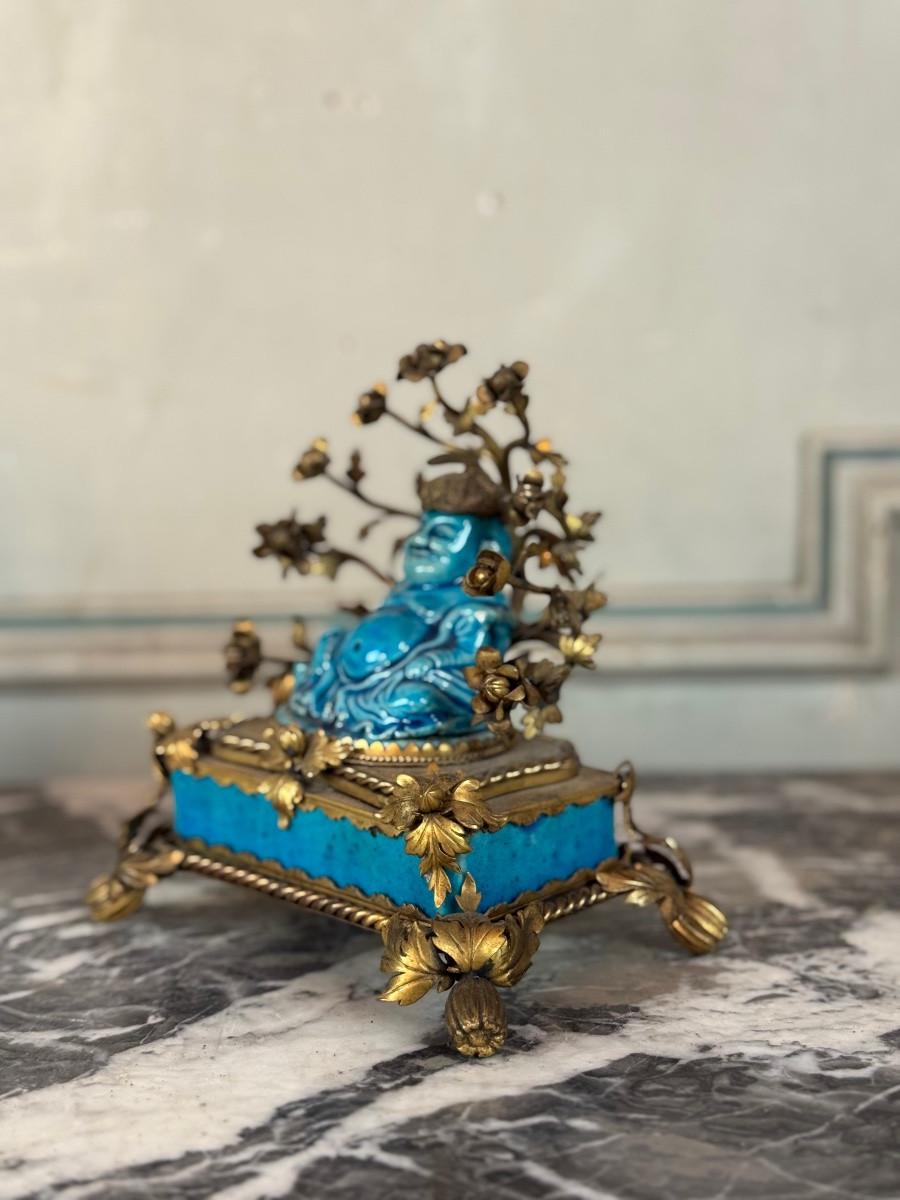 Porcelaine Paire de porte-baguettes d'encens, Pussah, porcelaine chinoise turquoise de Jingdezh en vente
