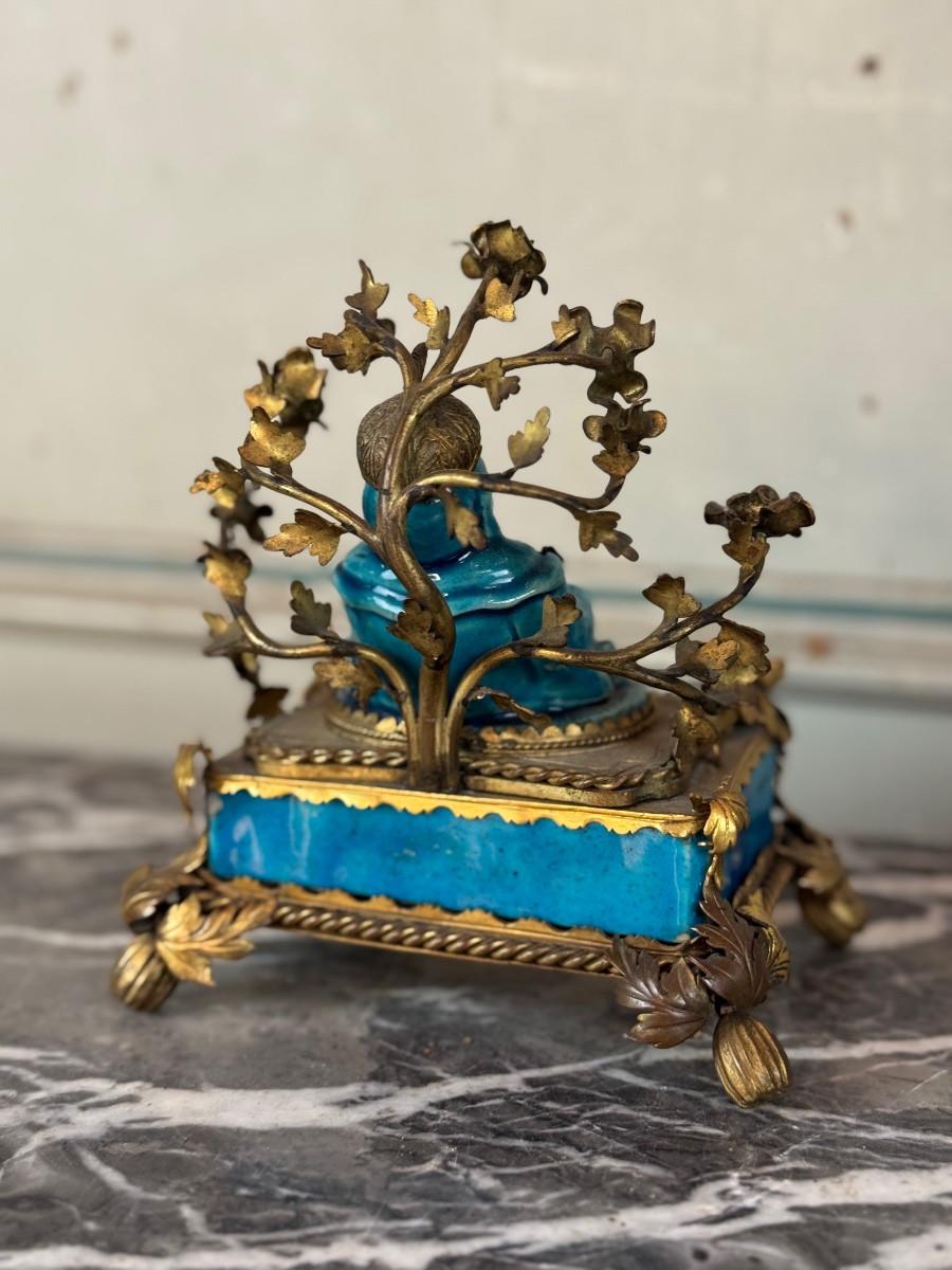Paire de porte-baguettes d'encens, Pussah, porcelaine chinoise turquoise de Jingdezh en vente 1