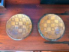 Pair of Incised Gold Glass Bowls by Salvatore Polizzi