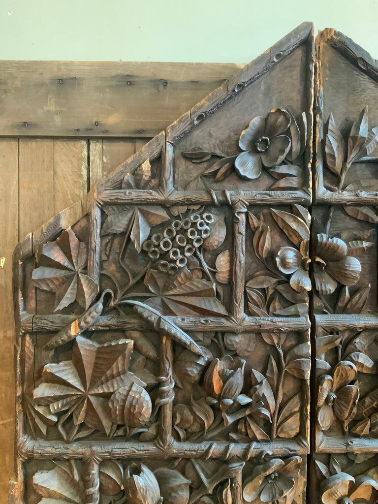 Pair of Incredible Antique Carved Black Forest Doors For Sale at 1stDibs
