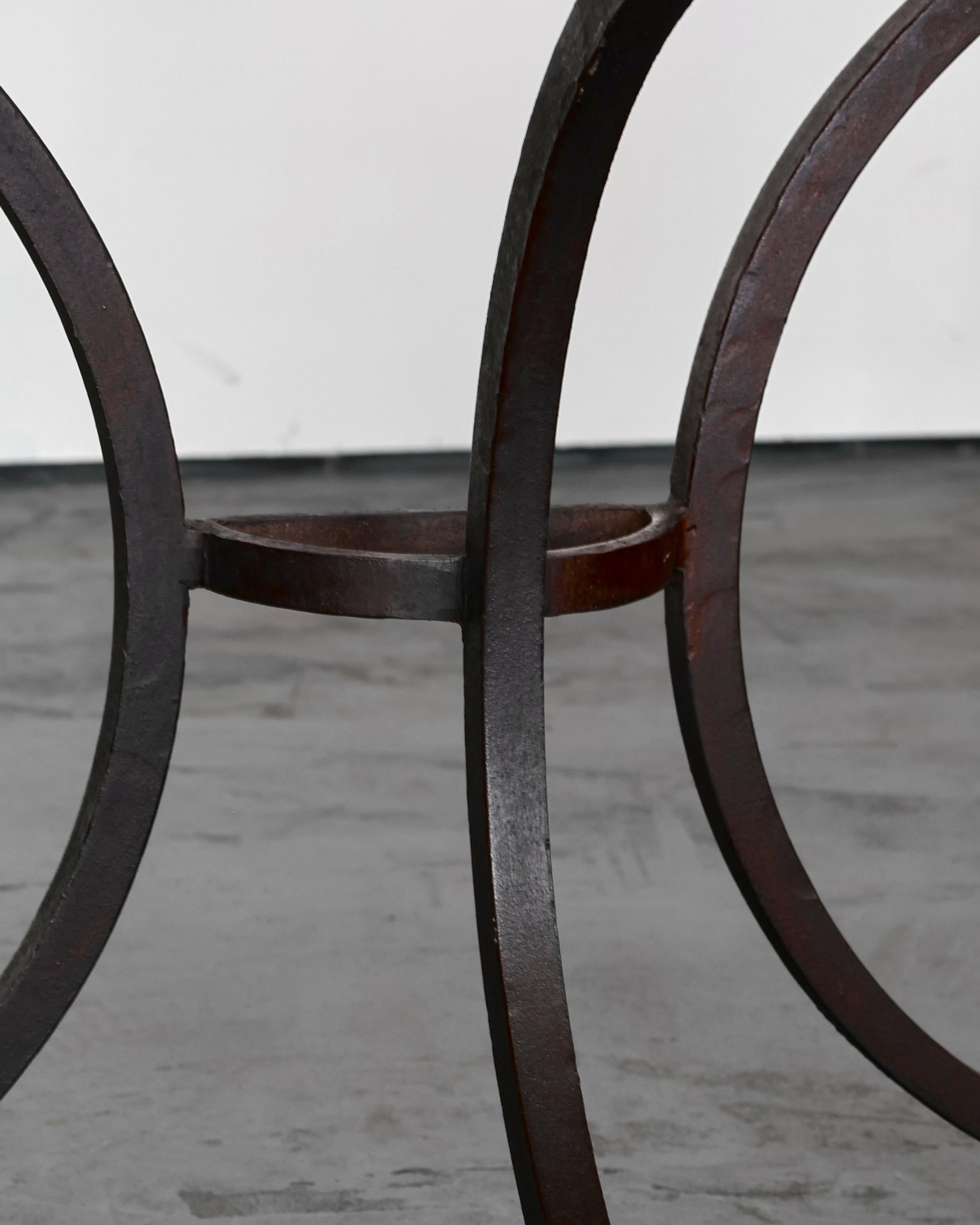 Pair Of Incredible Marble & Iron Demi Lune Spanish Console Tables For Sale 3
