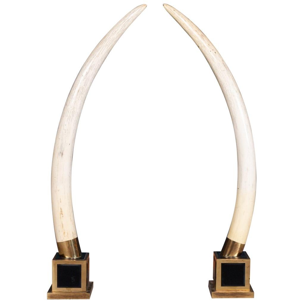 Pair of Incredible Resin Tusks by Maison Jansen, circa 1970