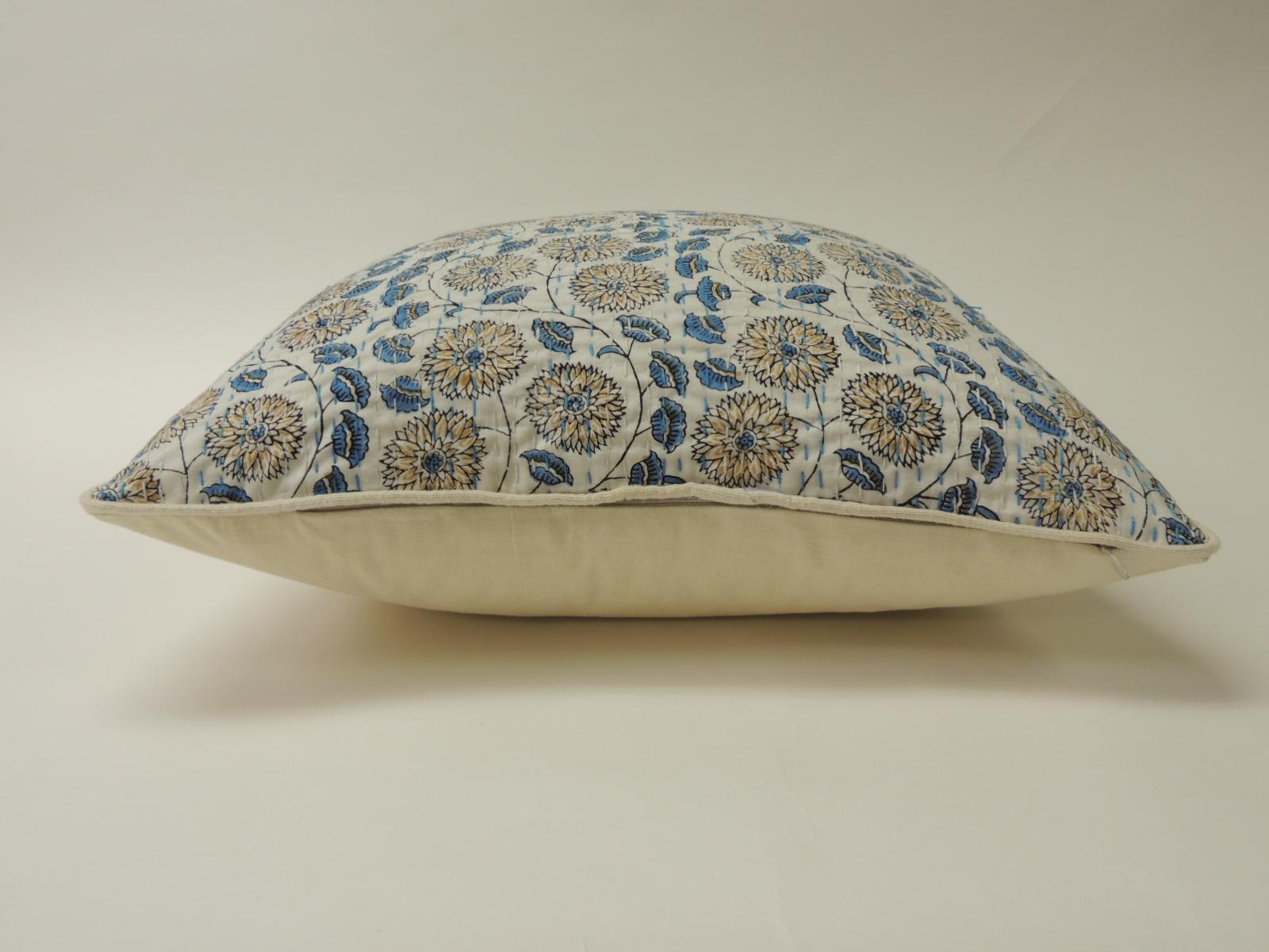 Moorish Pair of Indian Blue and White Quilted 