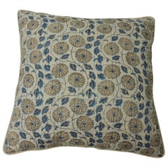 Pair of Indian Blue and White Quilted "Lotus" Decorative Pillows