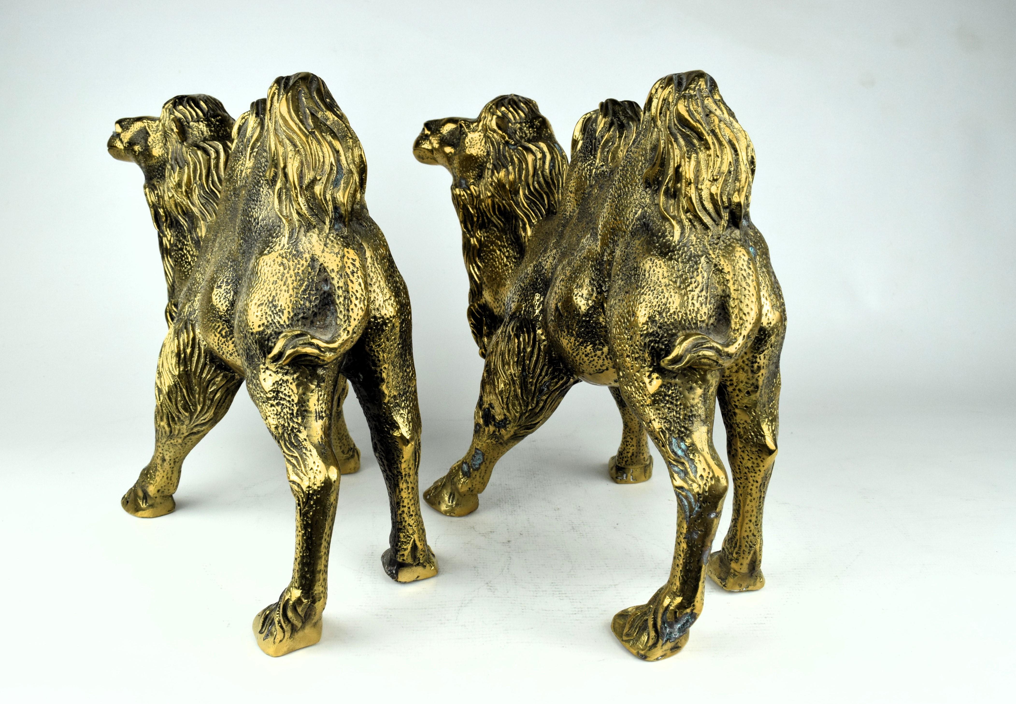 Pair of Indian Brass Engraved Camels For Sale 2