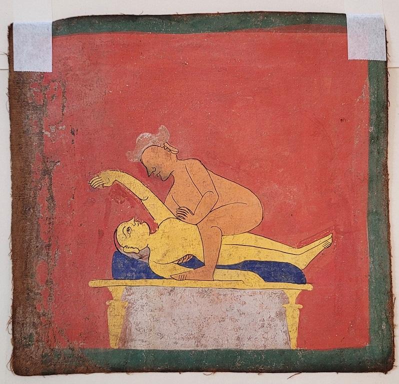 Pair of Indian Erotic Paintings from a Kama Sutra Series For Sale 4