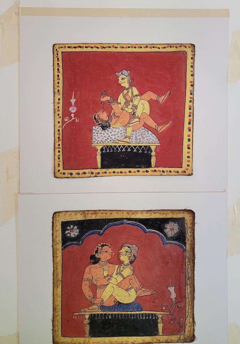 Pair of Indian Erotic Paintings from a Kama Sutra Series In Good Condition For Sale In Dallas, TX