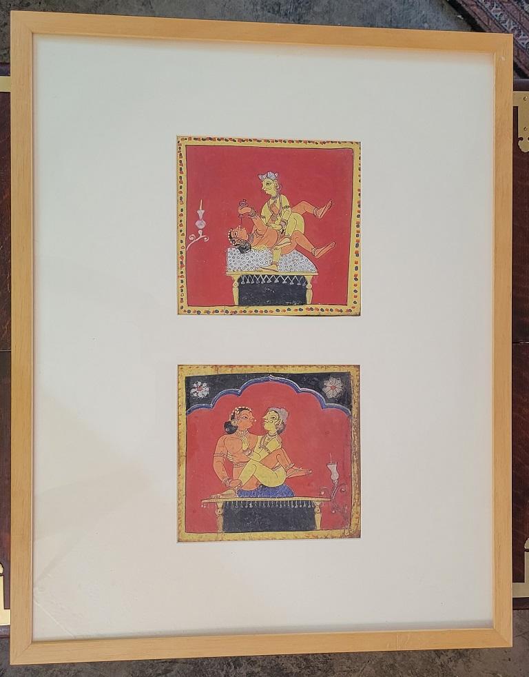 18th Century and Earlier Pair of Indian Erotic Paintings from a Kama Sutra Series For Sale