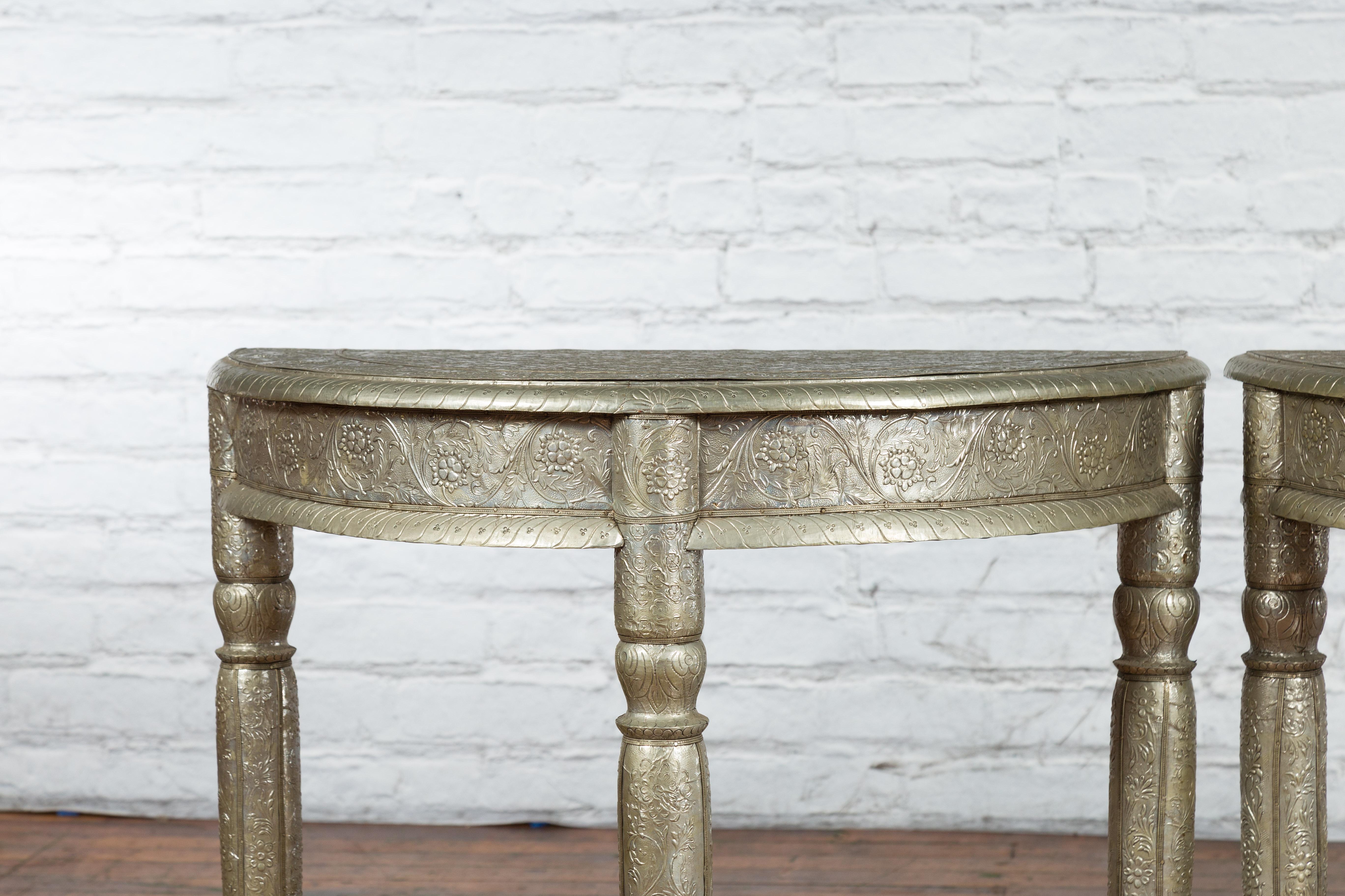 metal demilune table