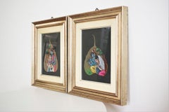 Pair of Indian Paintings on Leaves - 1970s