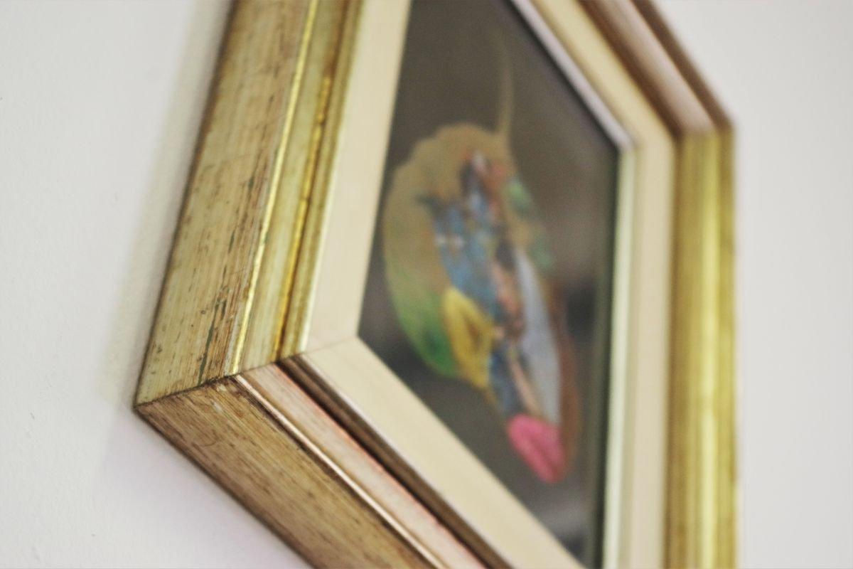 Pair of Indian Paintings on Leaves - 1970s For Sale 4