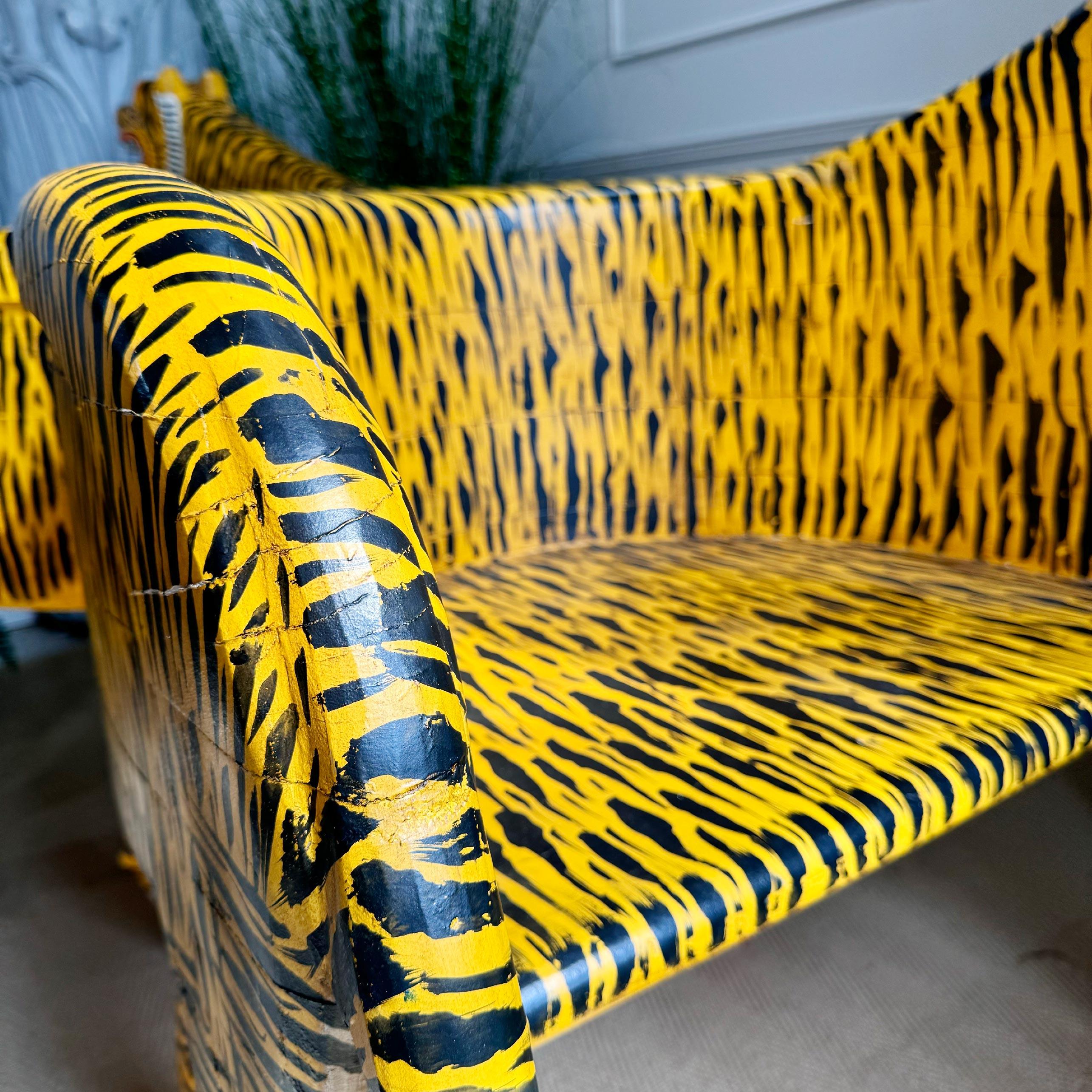 Pair of Indian Polychrome Tiger Throne Chairs For Sale 6