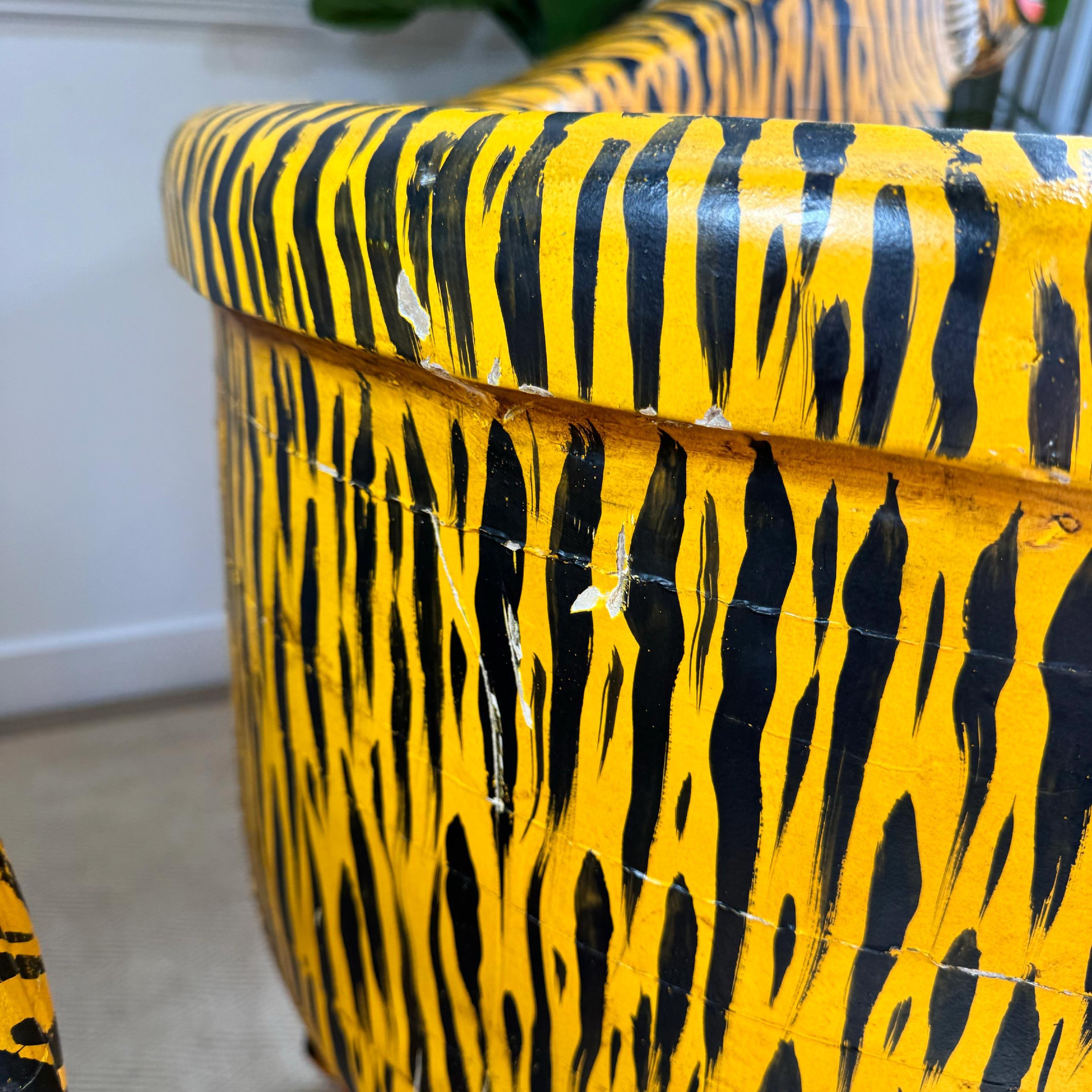 Pair of Indian Polychrome Tiger Throne Chairs For Sale 10