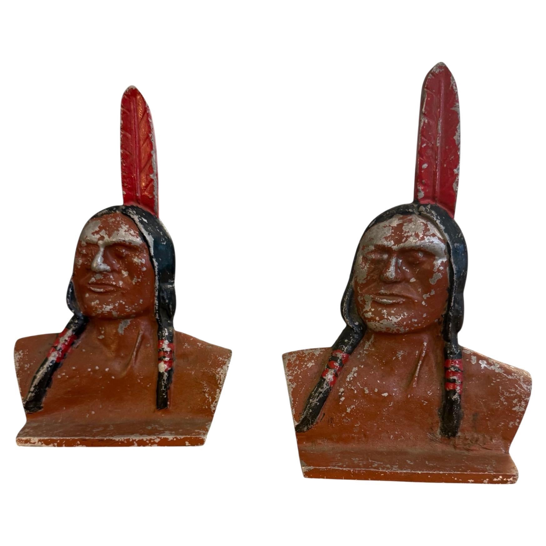 Pair of Indian Shawmut Bank Bookends For Sale