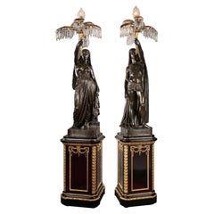 Pair of "Indian Slave" Torcheres by Toussaint & Barbedienne, France, circa 1850