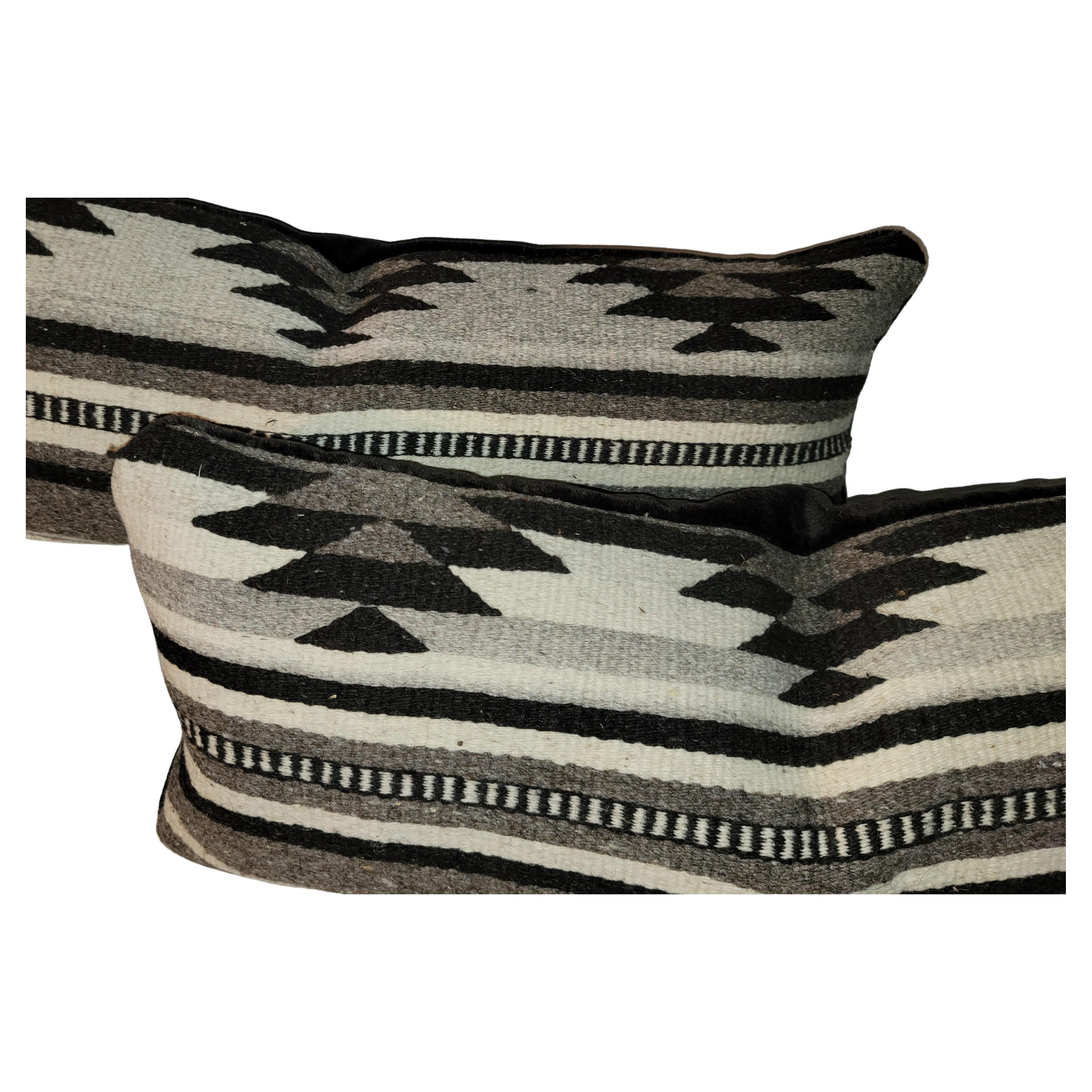Adirondack Pair of Indian Weaving Bolster Pillows For Sale