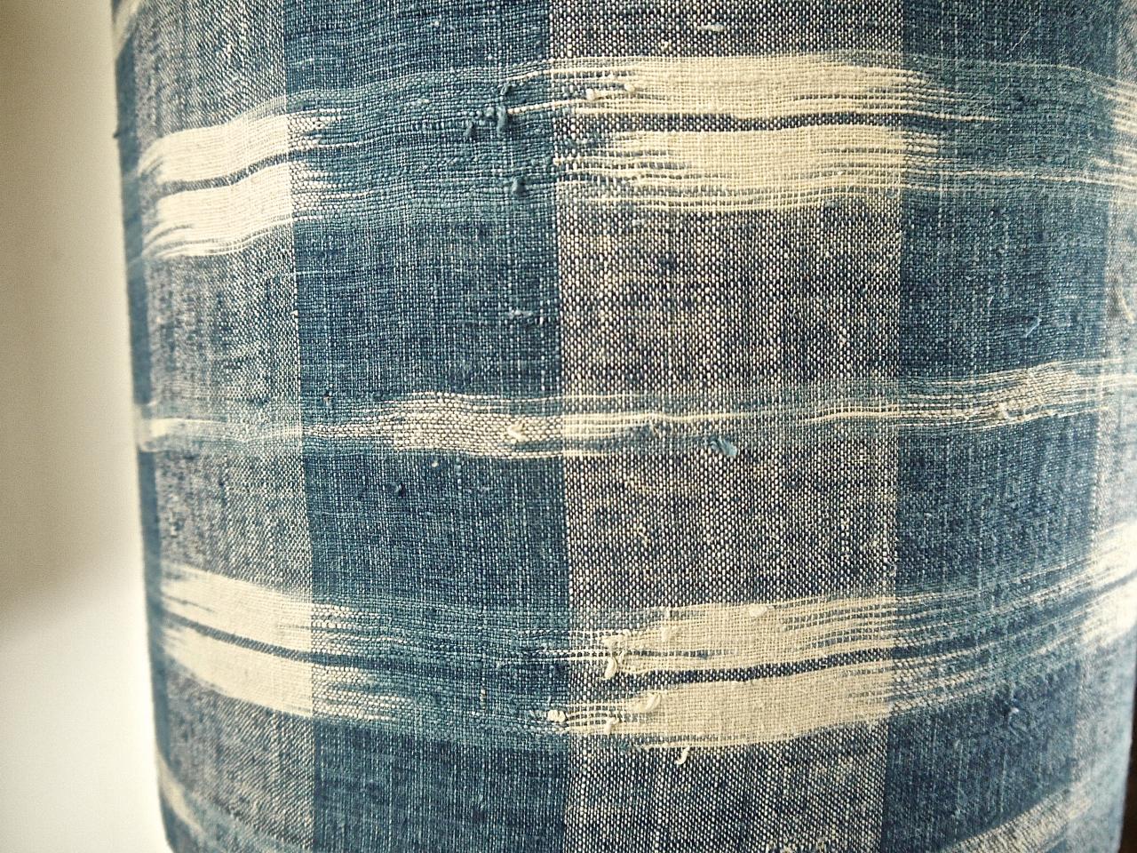 Pair of Indigo Ikat Cotton Custom Made Lampshades French In Good Condition In London, GB