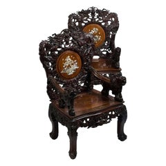 Vintage Pair of Indochinese Armchairs, circa 1880-1900
