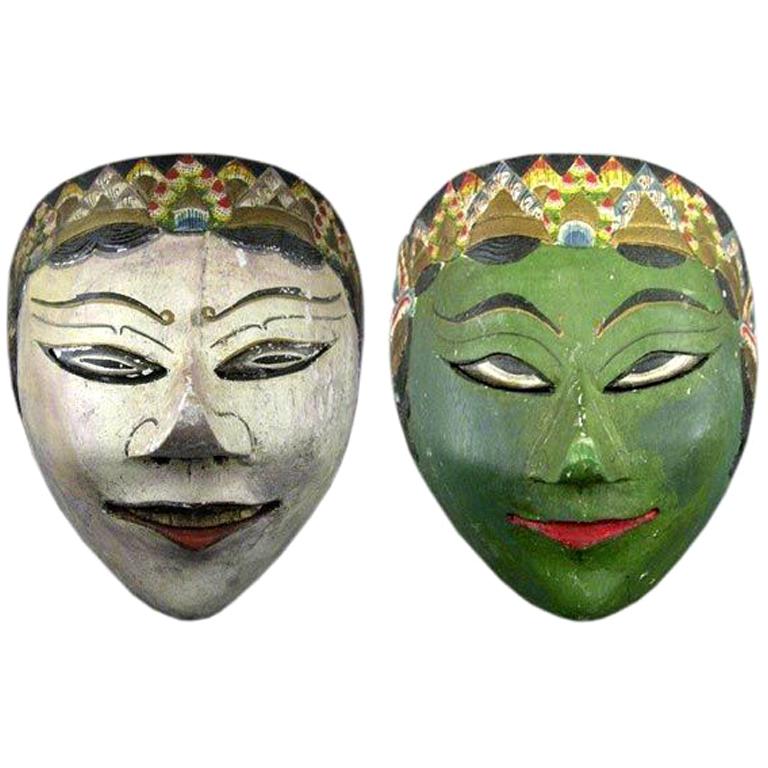 Pair of Indonesian Tribal Masks For Sale
