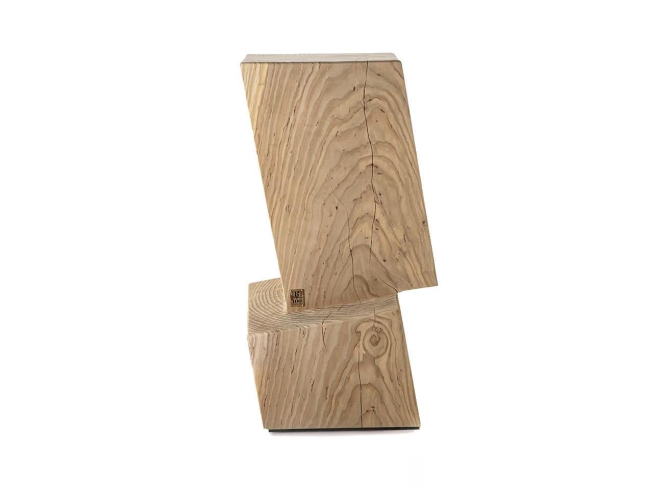Modern Pair of Indoor/Outdoor Barstools Carved from a Single Block of Scented Cedarwood For Sale
