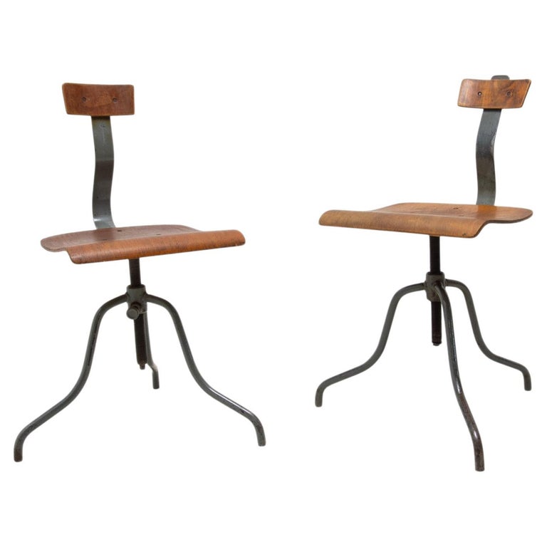 Pair of Industrial Adjustable Desk Chairs, 1960´s For Sale