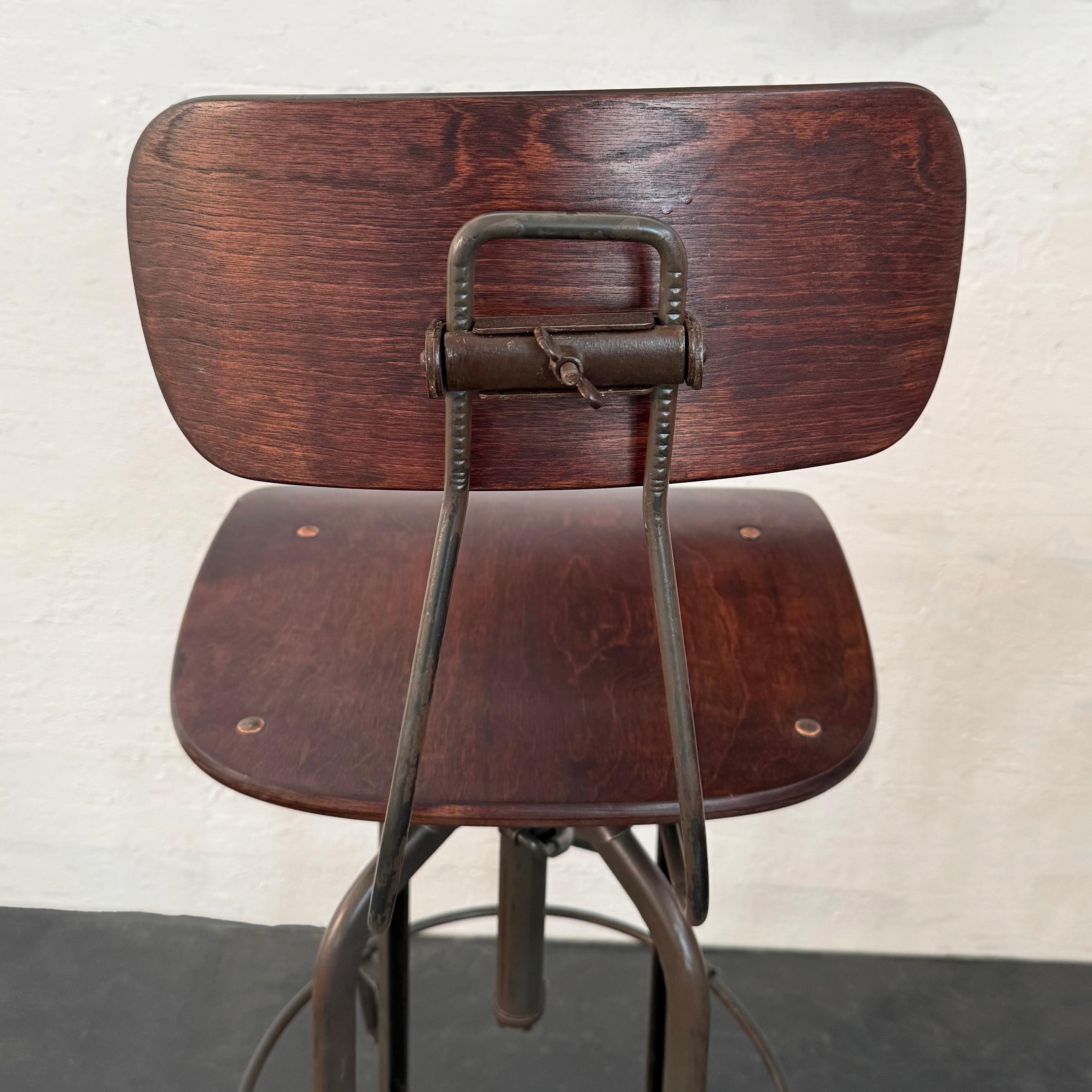 Pair Of Industrial Adjustable Drafting Stools By Toledo Metal Furniture Co 3