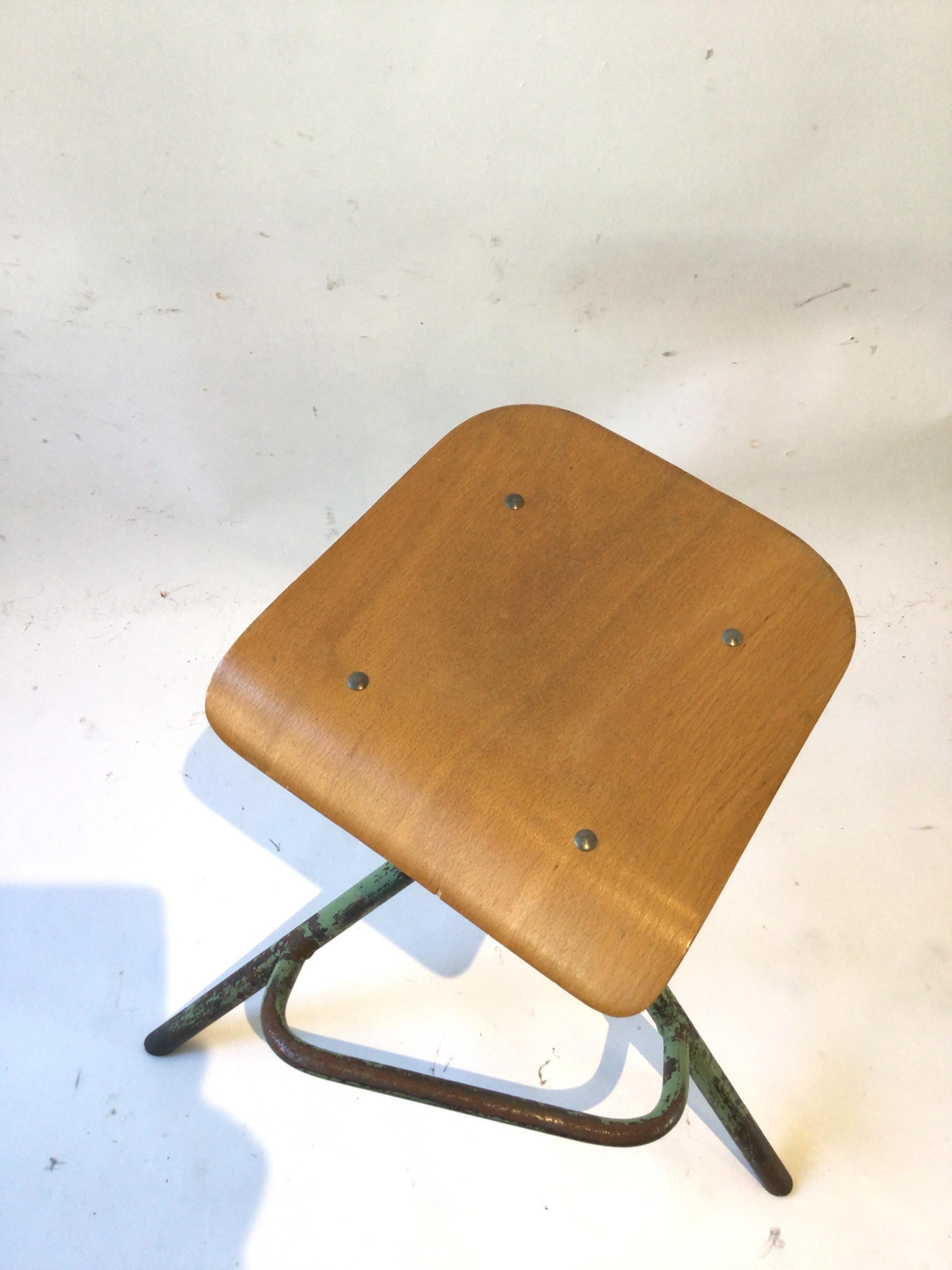 Pair of Industrial Adjustable Stools For Sale 1