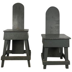Pair of Industrial Bench Made "Westport" Style Factory Task Chairs, 1930s