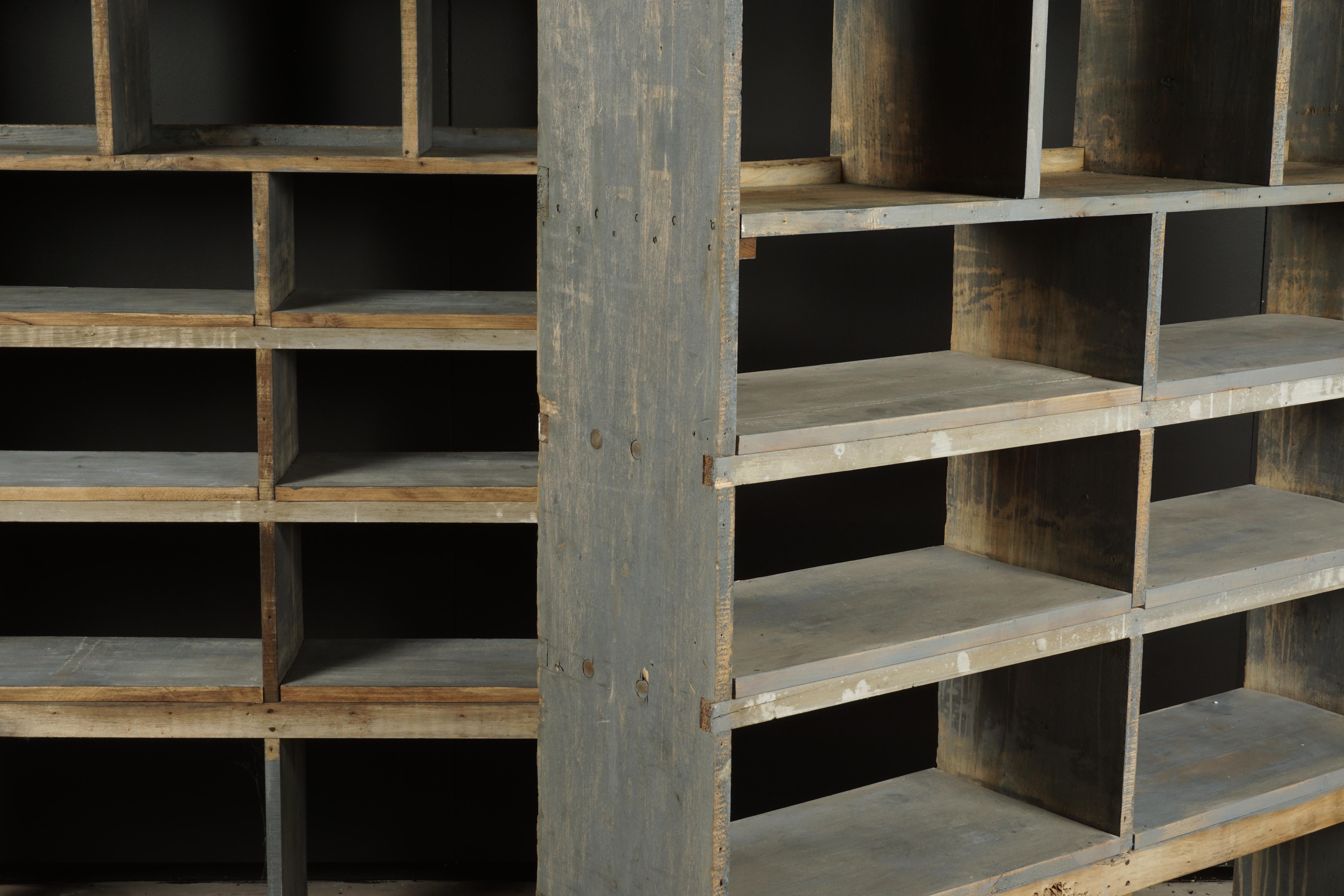 European Pair of Vintage Industrial Bookcases from France, circa 1940