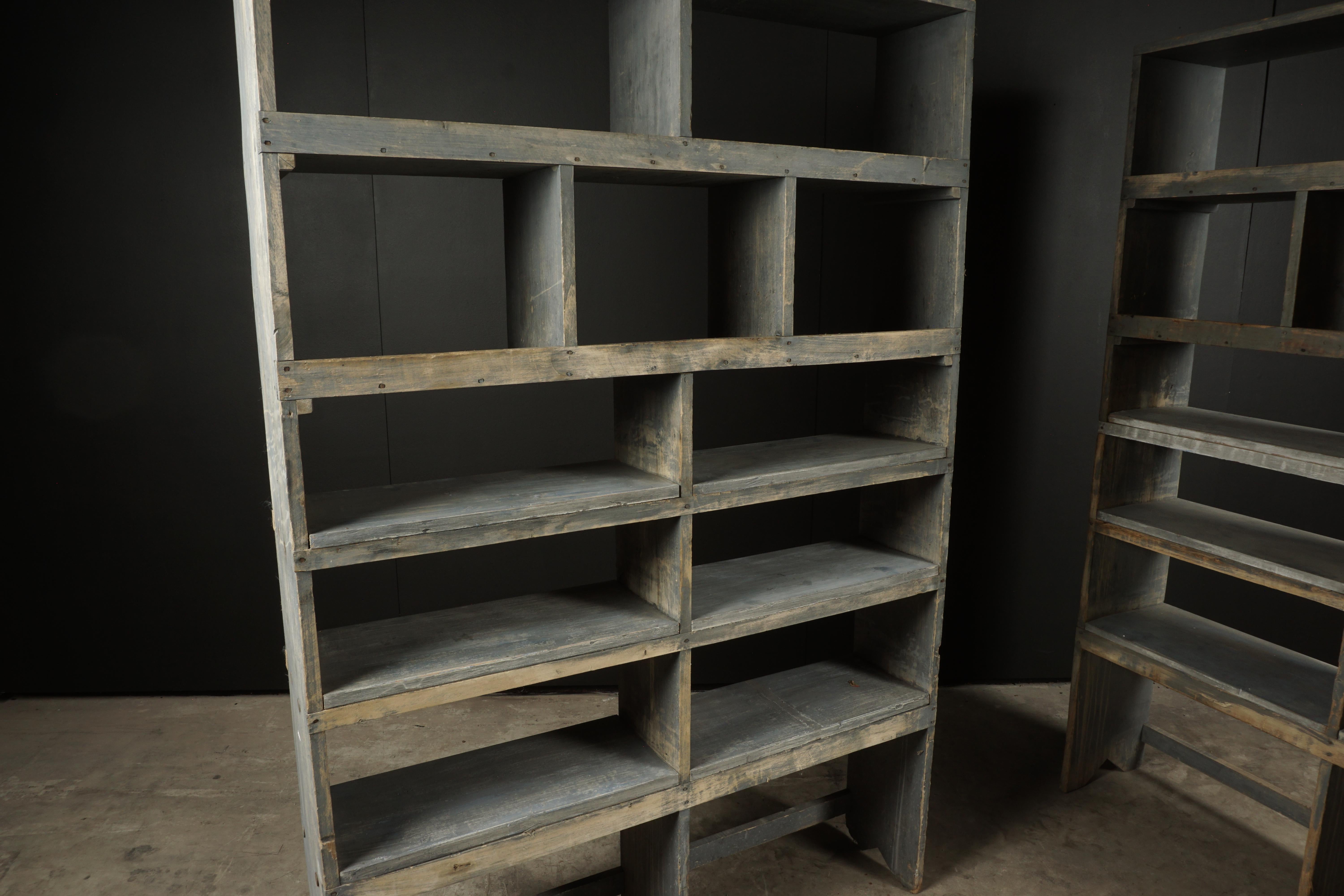 Mid-20th Century Pair of Vintage Industrial Bookcases from France, circa 1940