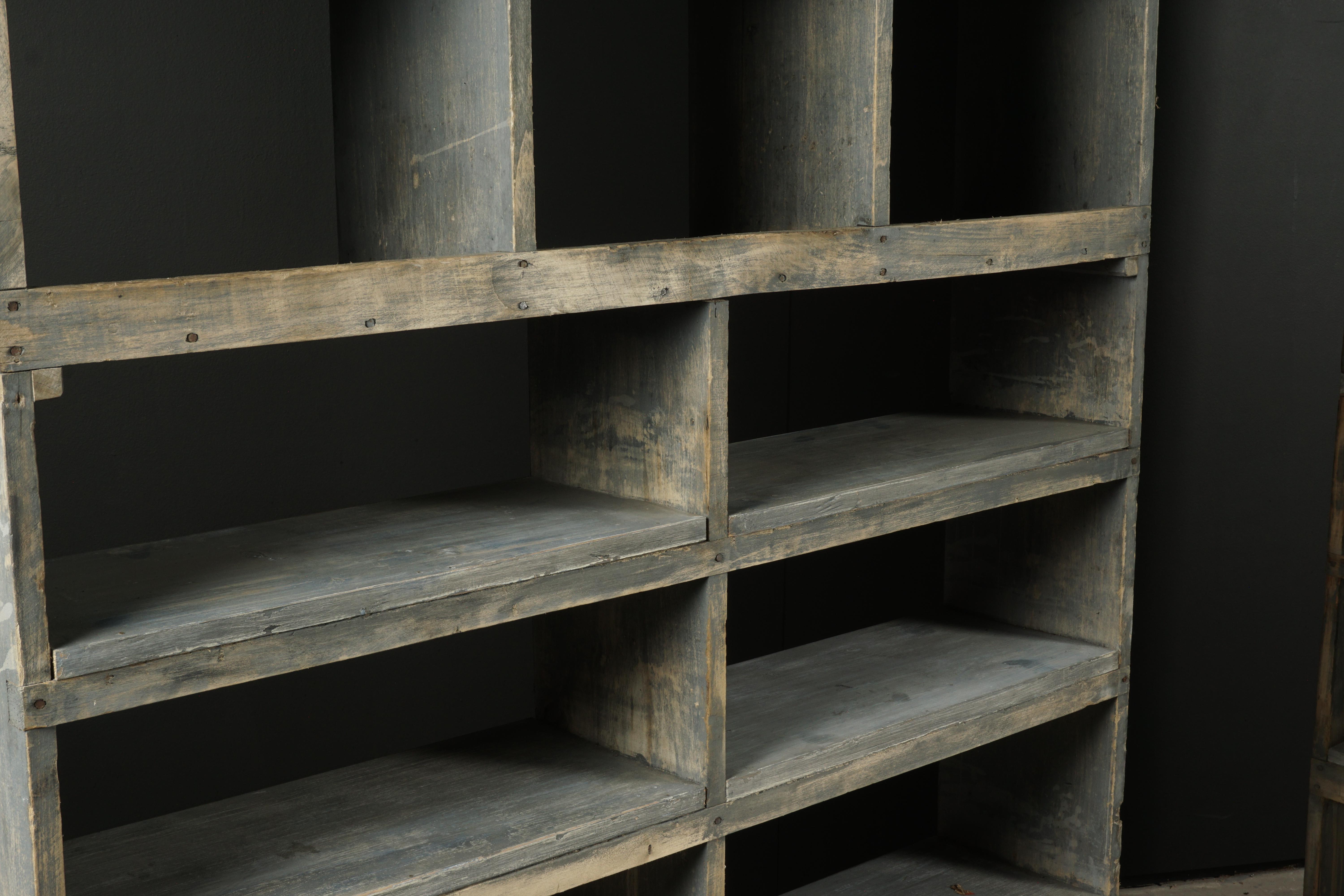 Pine Pair of Vintage Industrial Bookcases from France, circa 1940