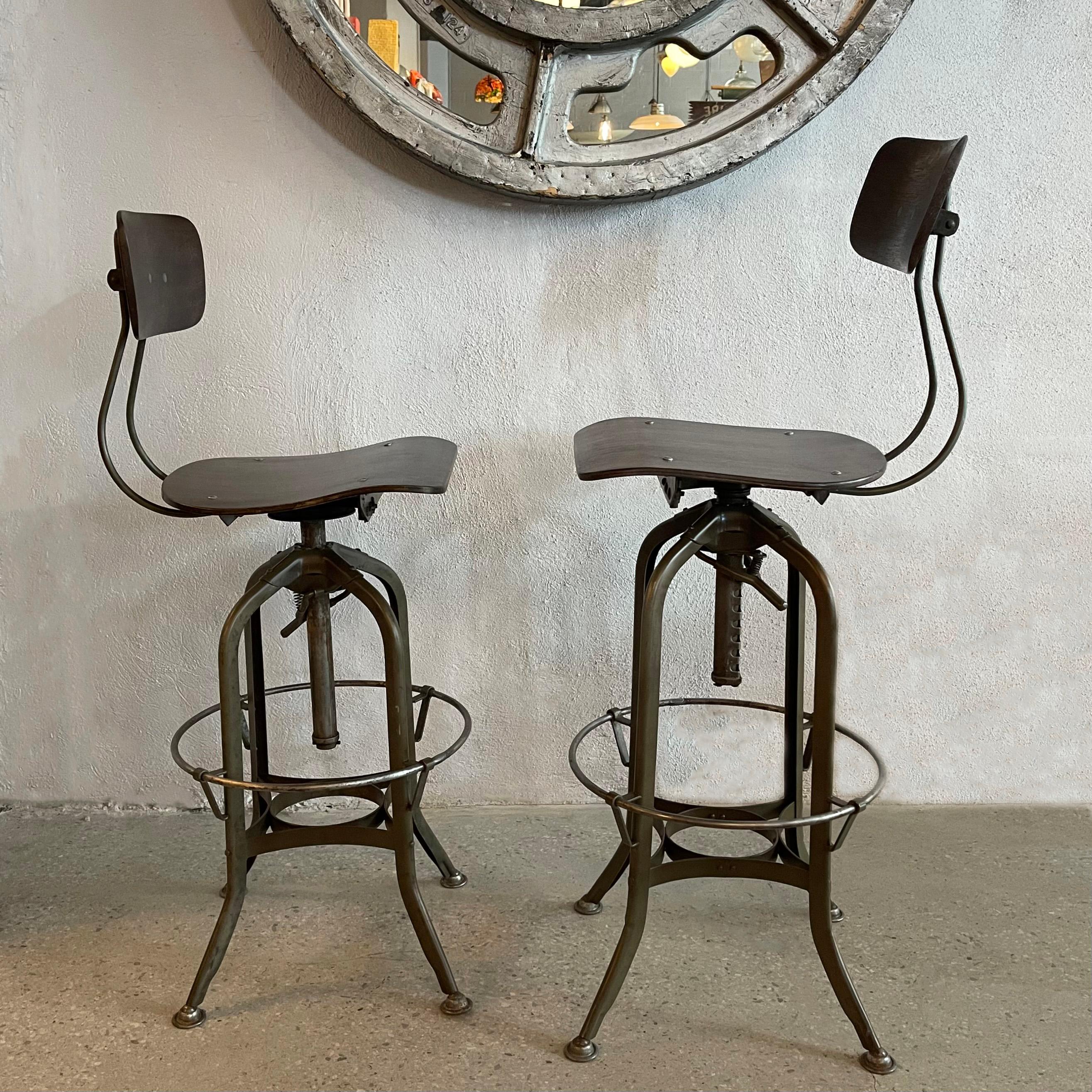 American Pair Of Industrial Drafting Stools By Toledo Metal Furniture Co