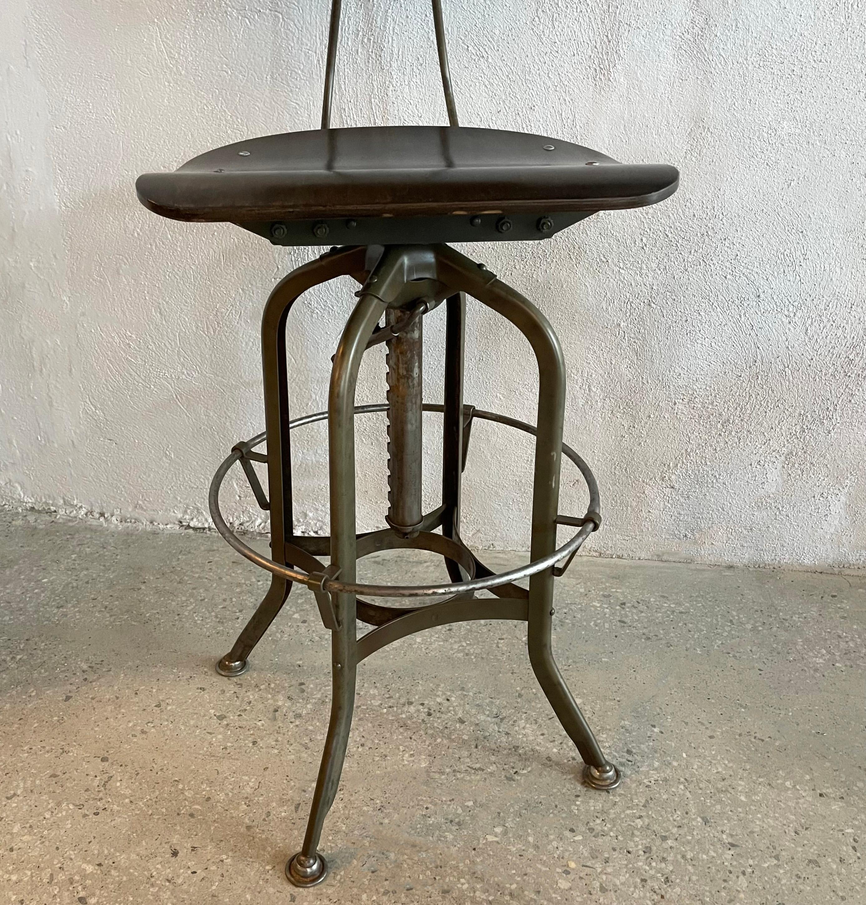 20th Century Pair Of Industrial Drafting Stools By Toledo Metal Furniture Co