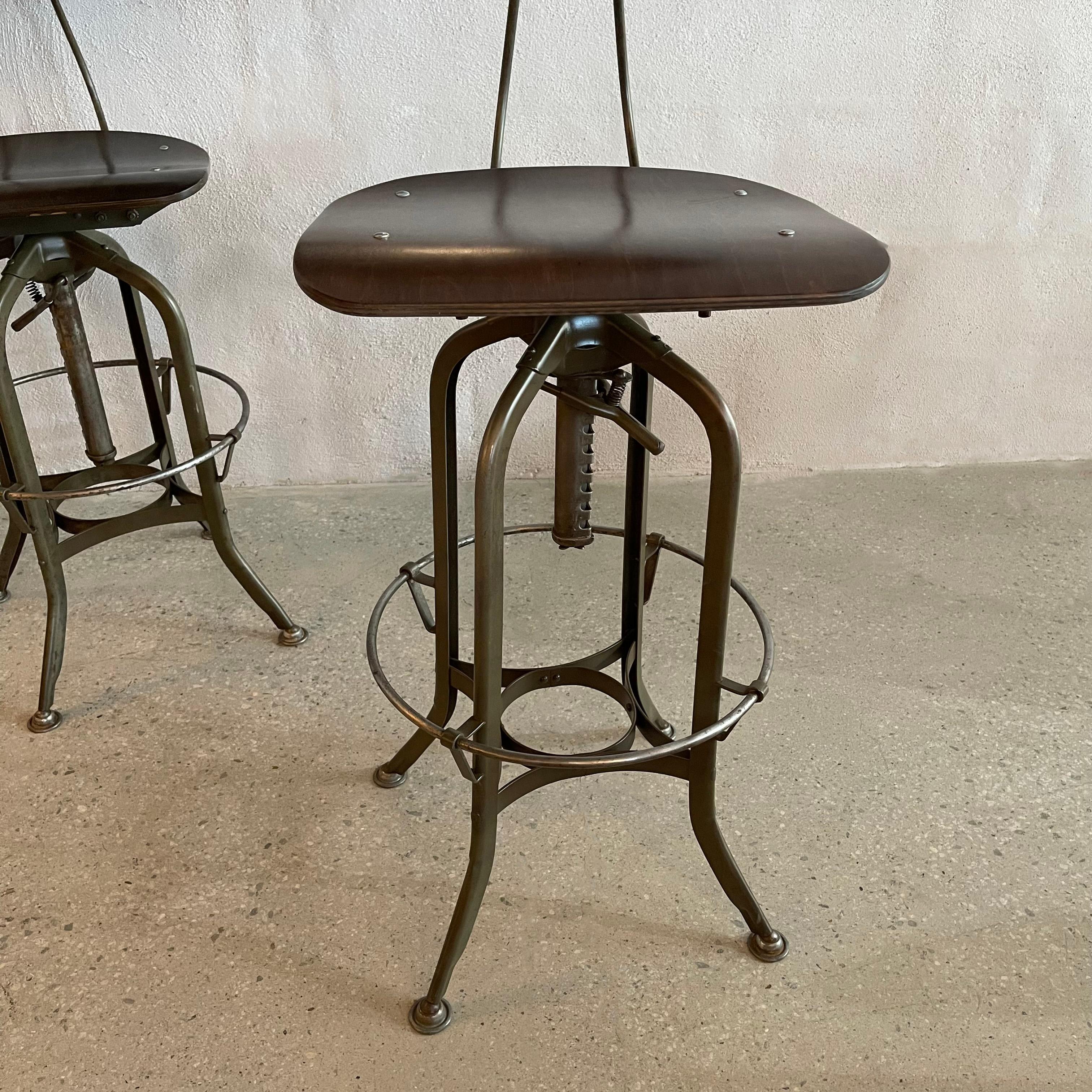 Pair Of Industrial Drafting Stools By Toledo Metal Furniture Co 1