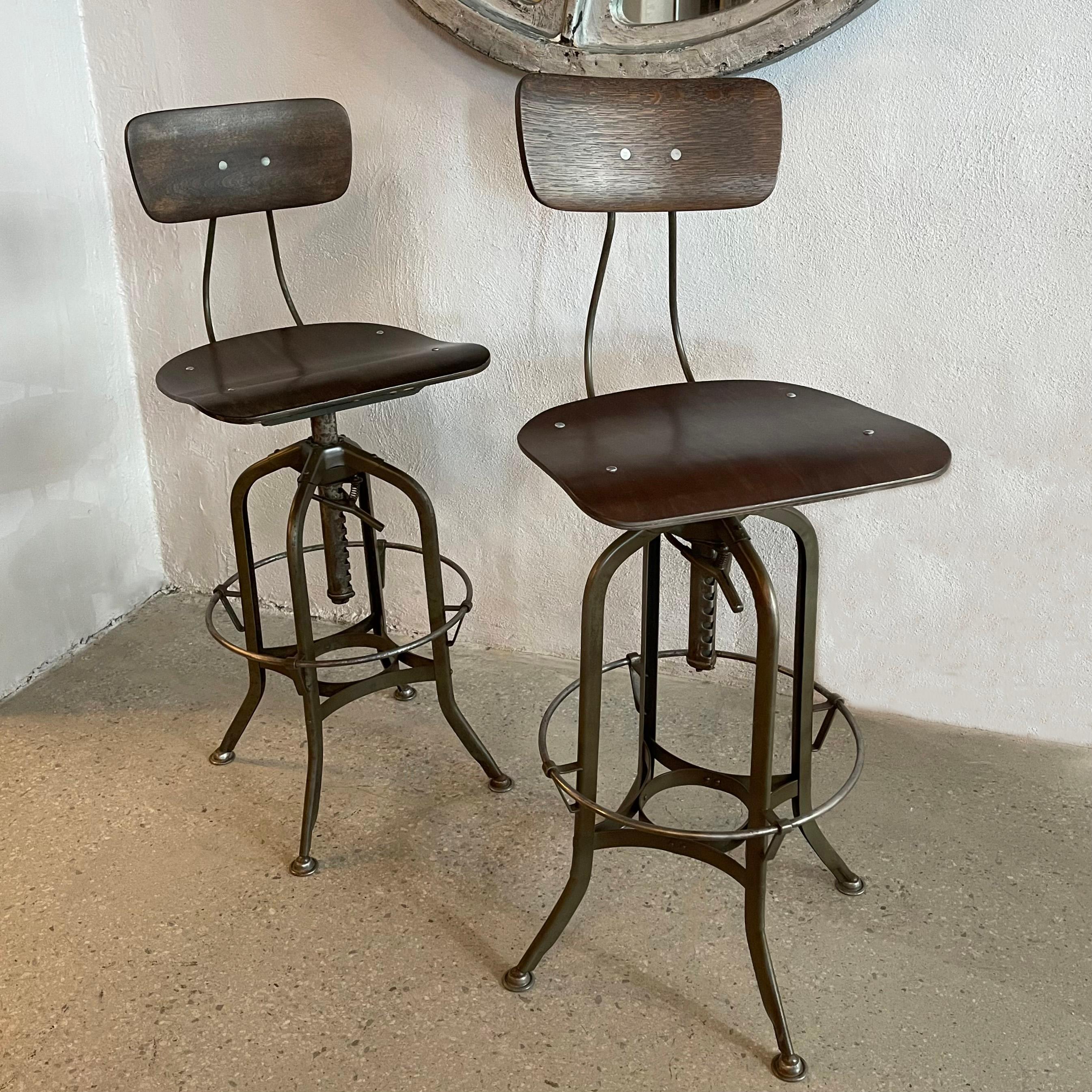 Pair Of Industrial Drafting Stools By Toledo Metal Furniture Co 2