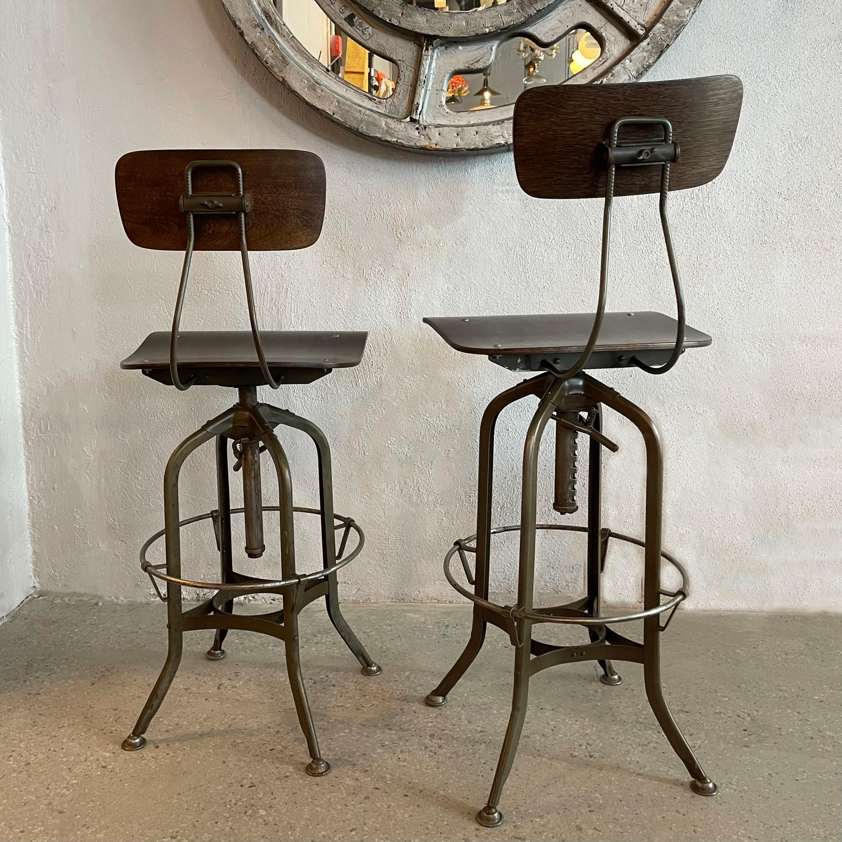 Pair Of Industrial Drafting Stools By Toledo Metal Furniture Co 4