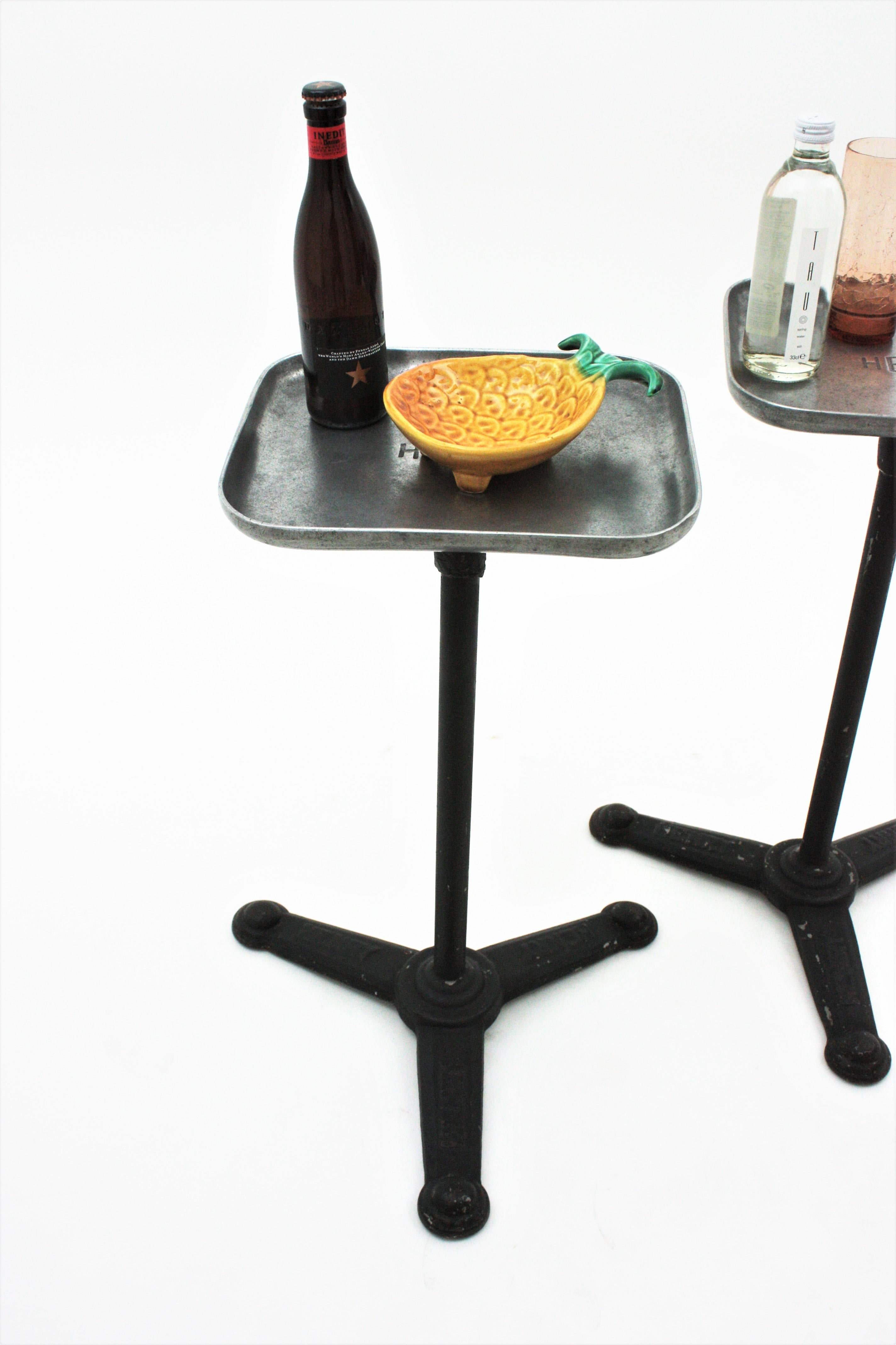 Pair of Industrial Drink Tables / Side Tables / End Tables, Iron and Aluminium For Sale 10