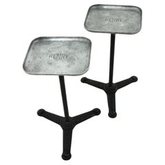 Pair of Industrial Drink Tables / Side Tables / End Tables, Aluminium and Iron