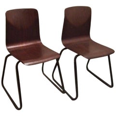 Pair of Industrial Elmar Flötotto for Pagholz Galvanitas Stacking Chairs