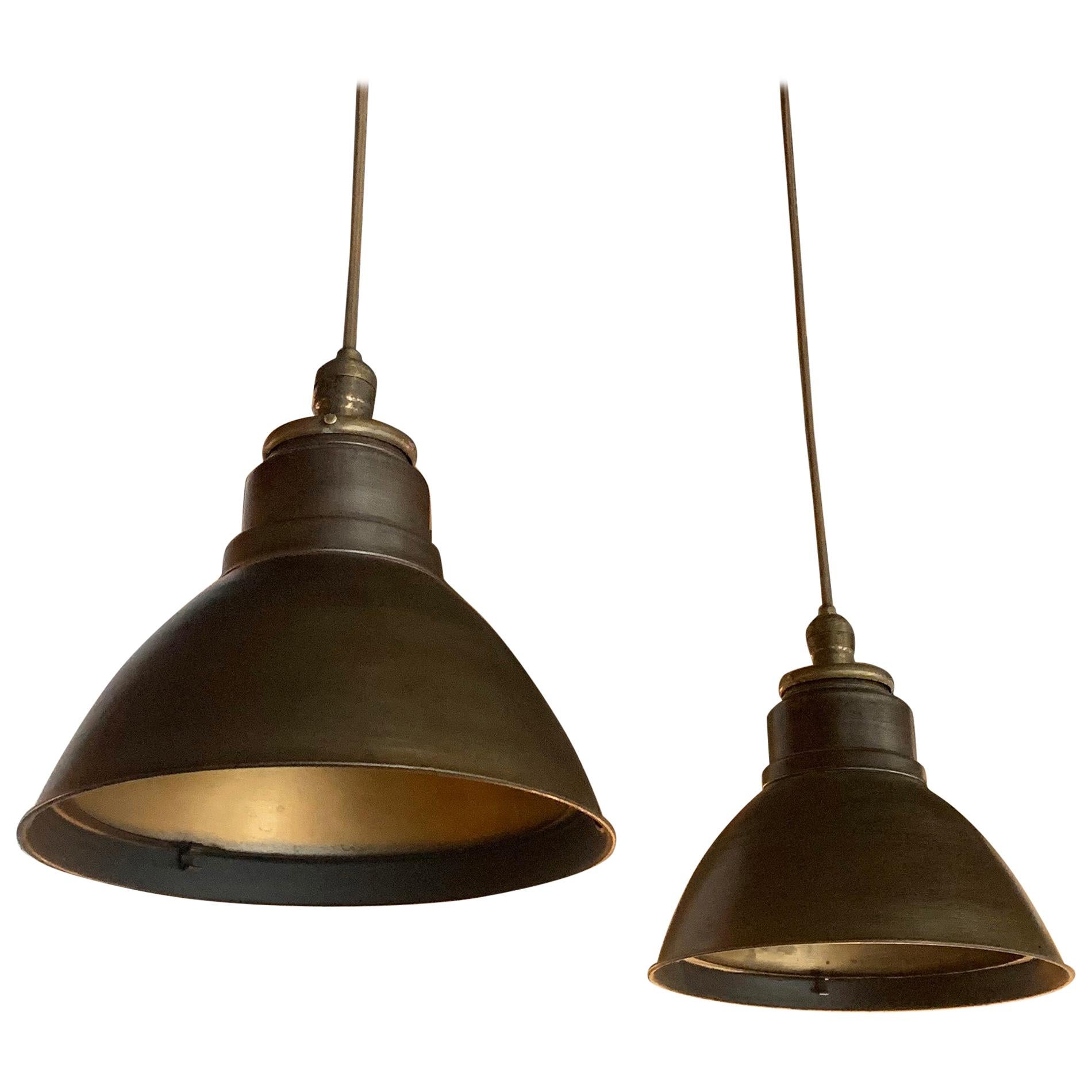Pair of Industrial Aluminum Dome Lights at 1stDibs