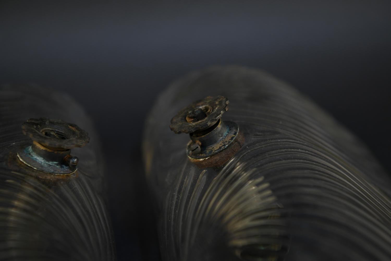 Pair of Industrial Glass Shade Sconces, circa 1910 4
