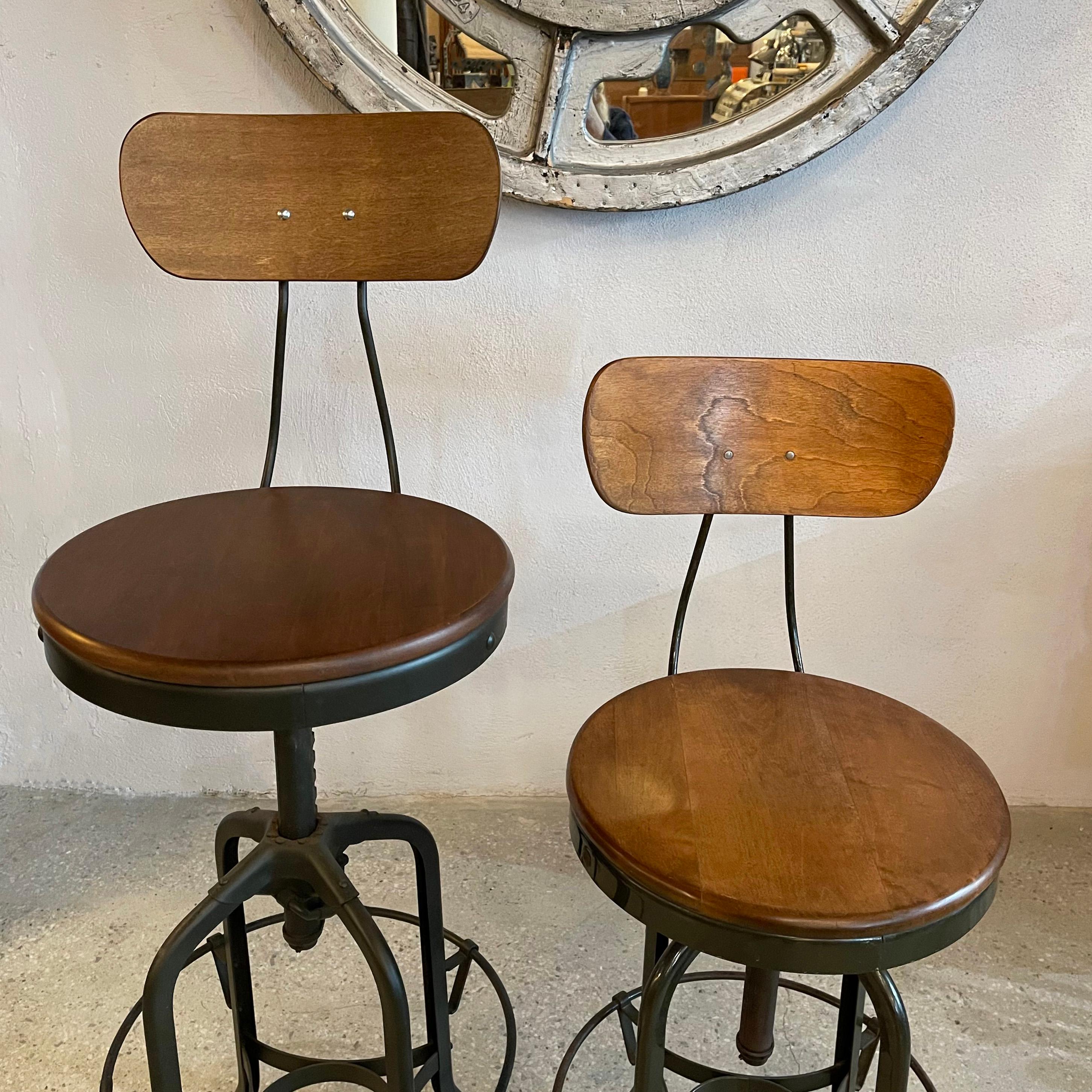 Pair Of Industrial Height Adjustable Swivel Toledo Stools 4