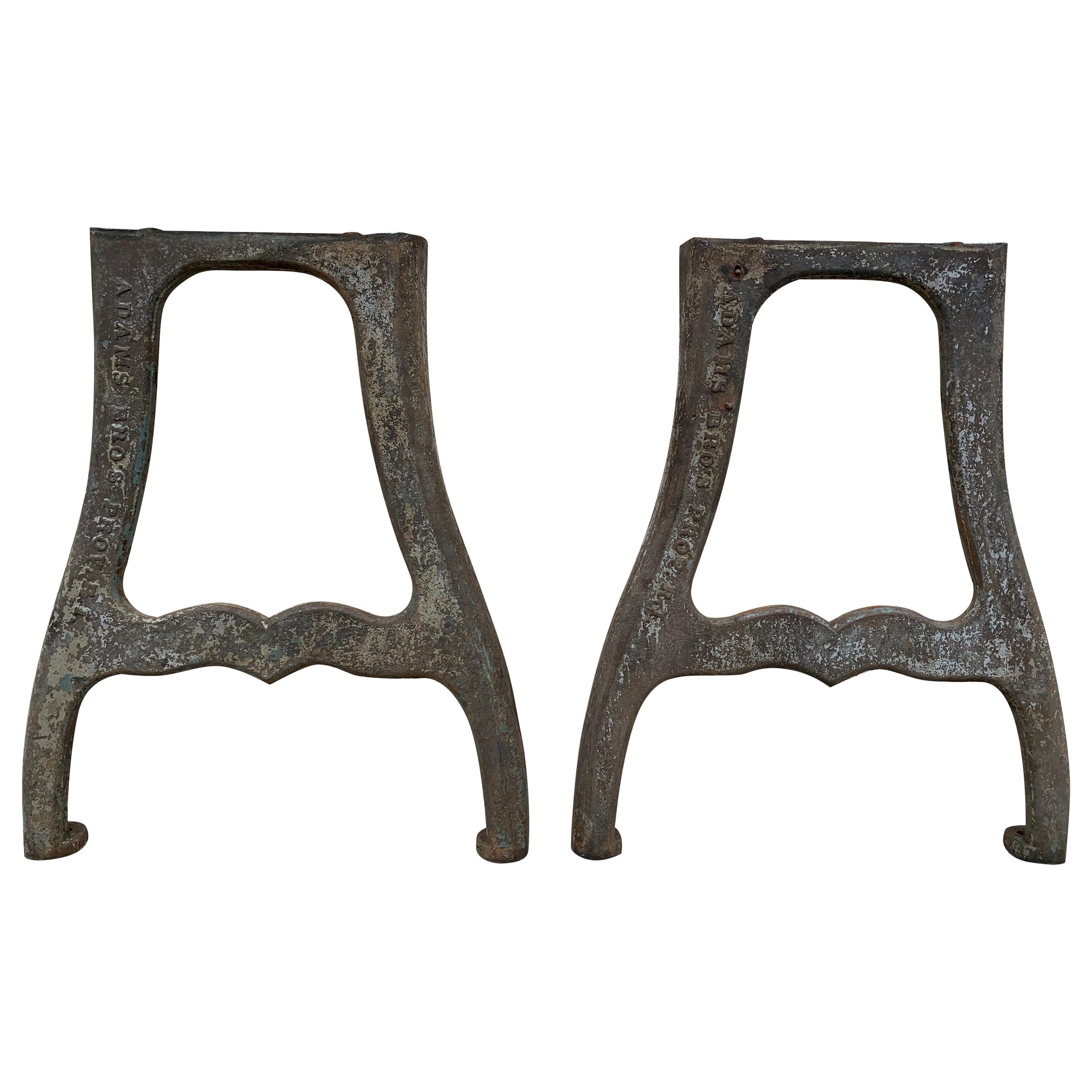 Pair of Industrial Iron Bases from Late 19th Century For Sale