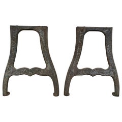 Antique Pair of Industrial Iron Bases from Late 19th Century