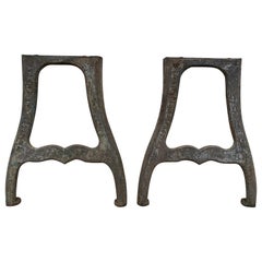 Pair of Industrial Iron Bases from Late 19th Century