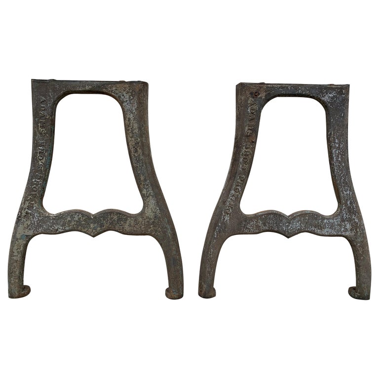 Pair of Industrial Iron Bases from Late 19th Century For Sale at 1stDibs