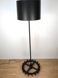 Pair of Industrial Iron Gear Floor Lamps